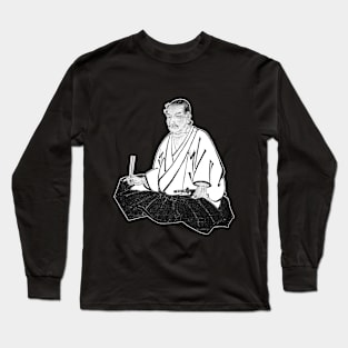 Miyamoto Musashi Black and White Cropped Artwork Long Sleeve T-Shirt